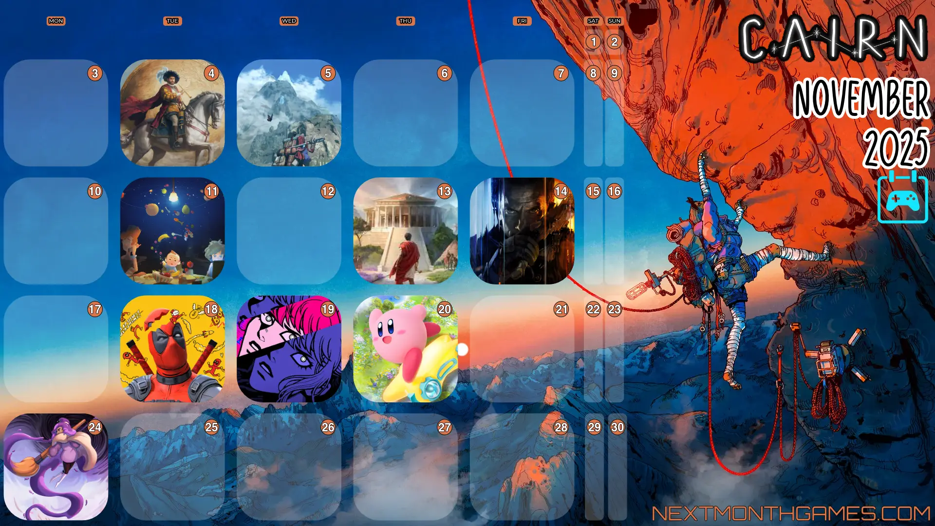 November 2025 Games Calendar