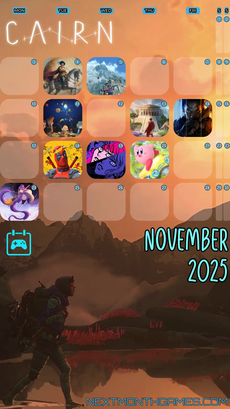 November 2025 Games Calendar