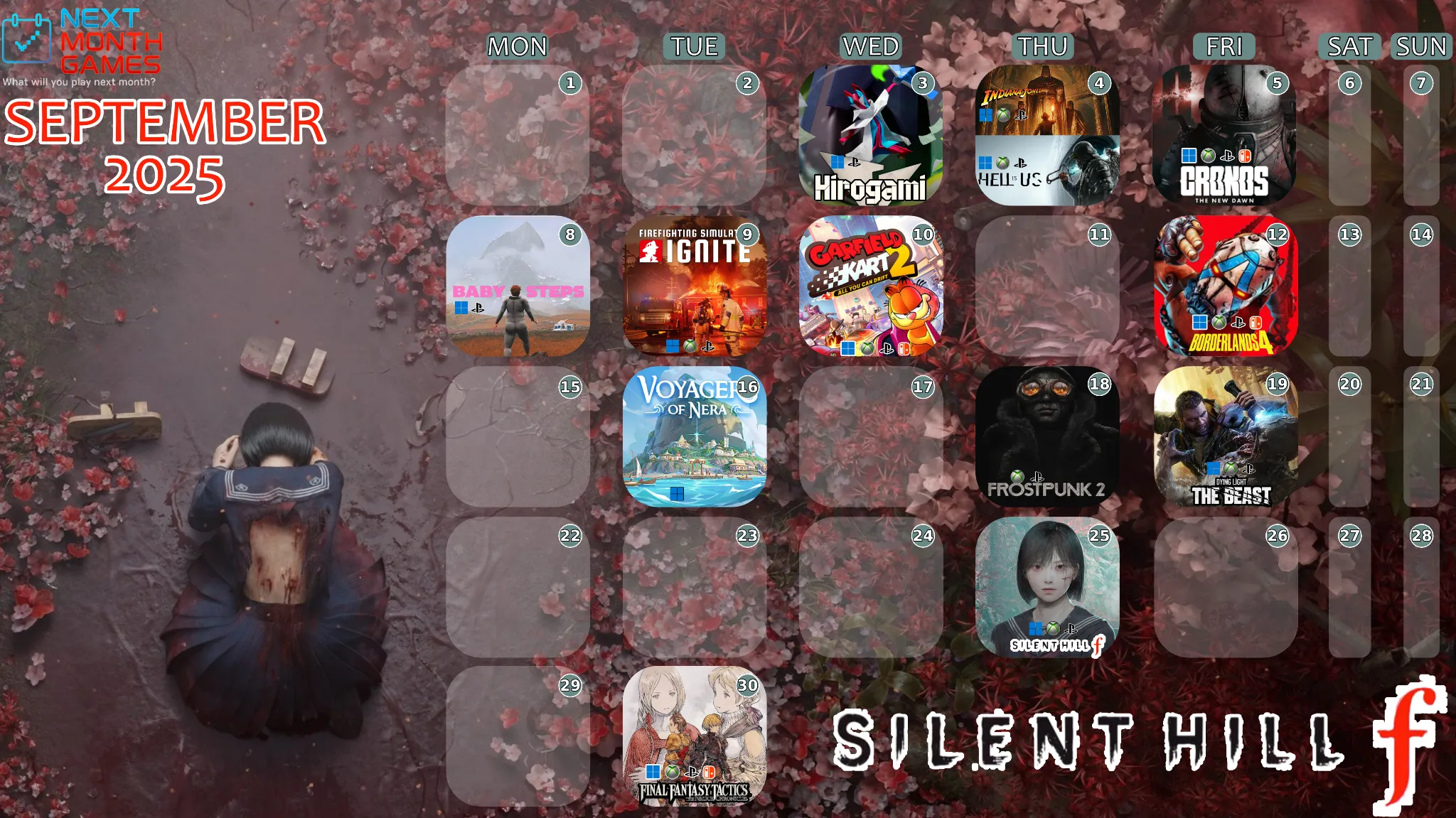 October 2025 Games Calendar