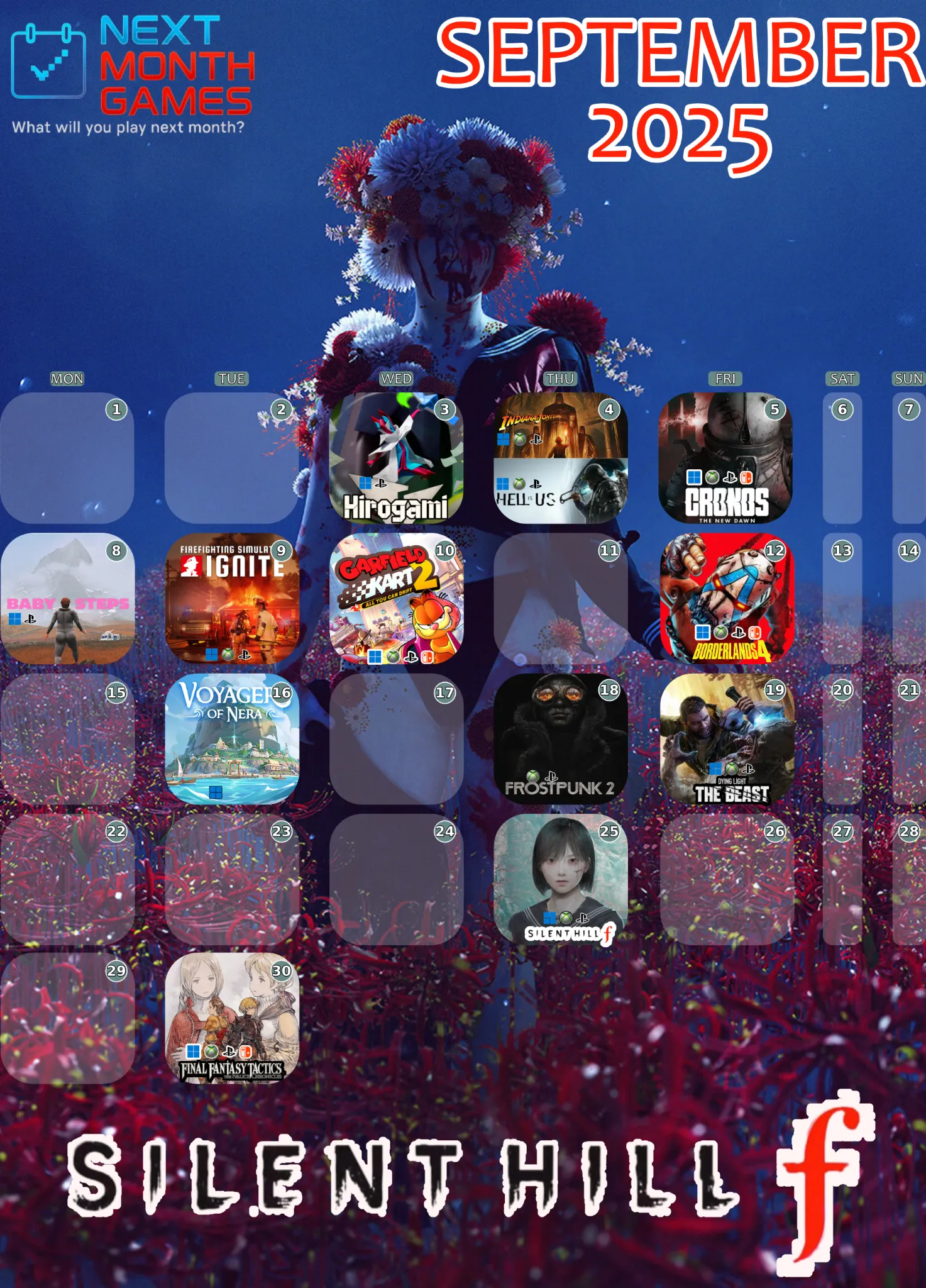 October 2025 Games Calendar